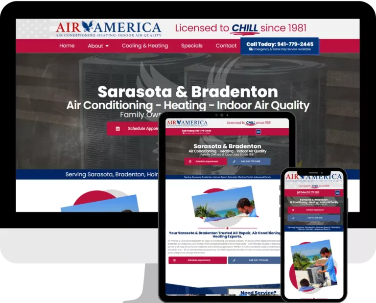 Air America is a Sarasota based HVAC, AC, and Heating company. WordPress website design and development by Deckard & Company, a Bradenton, Based marketing agency.