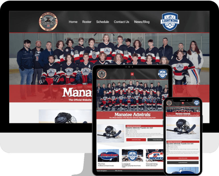 The Manatee Admirals High School Hockey Team, and WordPress Website Design by Deckard & Company, a Bradenton based Boutique Marketing Agency